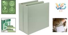 Plant-Based 2 Inch D-Ring View Binder Eco-Friendly Sage Green 2 Pack