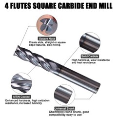 10Pcs 4 Flute 1/4″ x 3/4″ x 2-1/2″ End Mills Solid Carbide AlTiN COATED CNC Bit