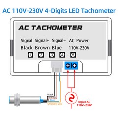 AC 110V-230V High Precision Digital LED Motor Speed Tachometer Anti-jamming Hall