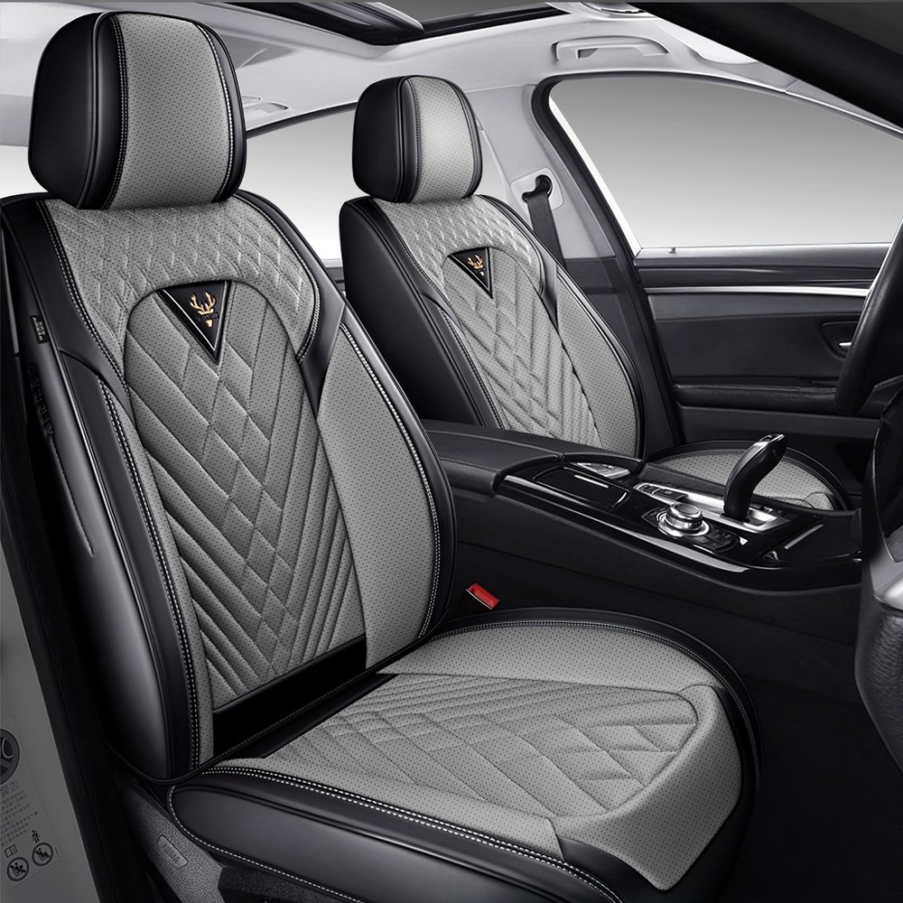 Leather Seat Covers Waterproof Breathable Buick Regal 2011-2017 Front Gary-Black