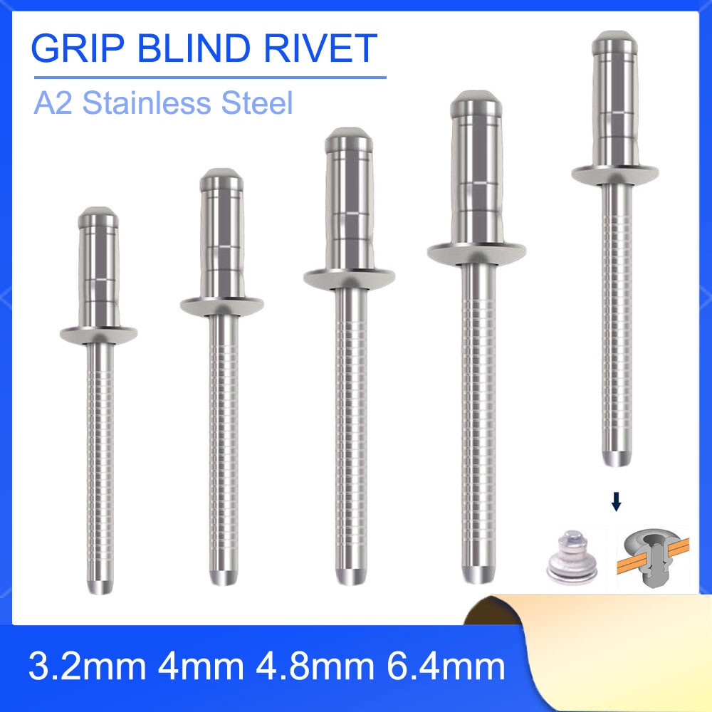 GRIP BLIND RIVET POP RIVETS DOME HEAD A2 STAINLESS STEEL 3.2mm 4mm 4.8mm 6.4mm