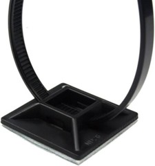 1″ Self Adhesive Black Cable Zip Tie Mounts 100pcs Management Organizer Squares