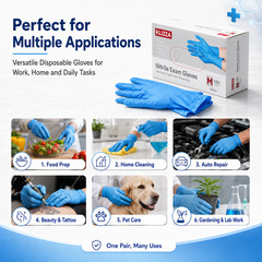 400PCS Disposable Nitrile Exam Gloves 4.5 mli Powder & Latex Free Cleaning Glove