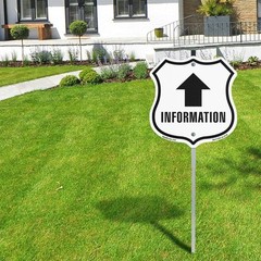 Information Up Shield Shaped Sign With Stake Weather Resistant Made in the USA