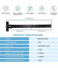 IRONWALLS Commercial Push Bar Panic Exit Device Stainless Steel, 2-Pack 28″-41″
