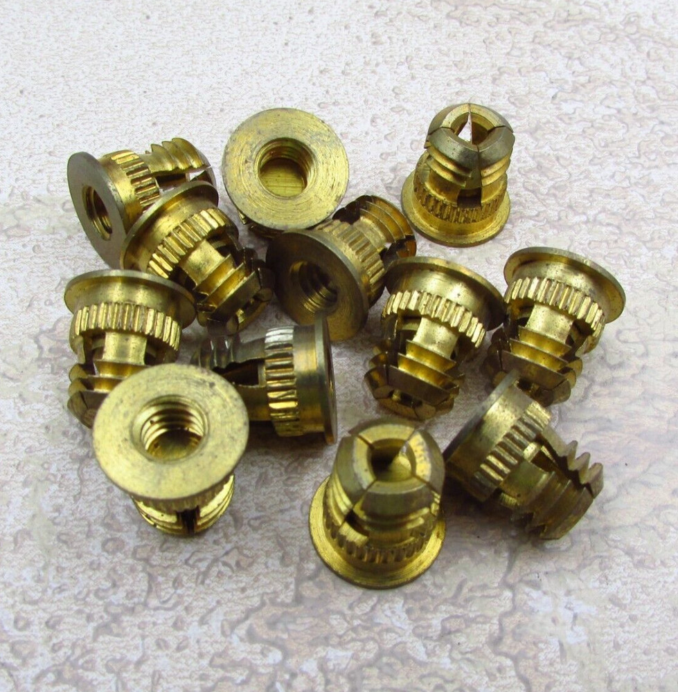 QTY (12) DODGE 1/4-20 X 1/2″ Long, 13/32″ Hole Fit, Flanged Wedge Inserts Brass