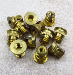 QTY (12) DODGE 1/4-20 X 1/2″ Long, 13/32″ Hole Fit, Flanged Wedge Inserts Brass