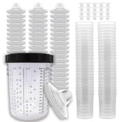 LAUCO Disposable Spray Gun Paint Cups Kit – 50 Pack Liners & Lids with 125