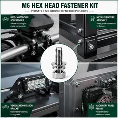 182PCS M6 Nuts and Bolts Assortment Kit A2-70 Stainless Steel Hex Screw Set