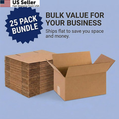 BOX USA Small Shipping Boxes 12″L x 8″W x 6″H 12x8x6″ (25-Pack), Kraft Brown
