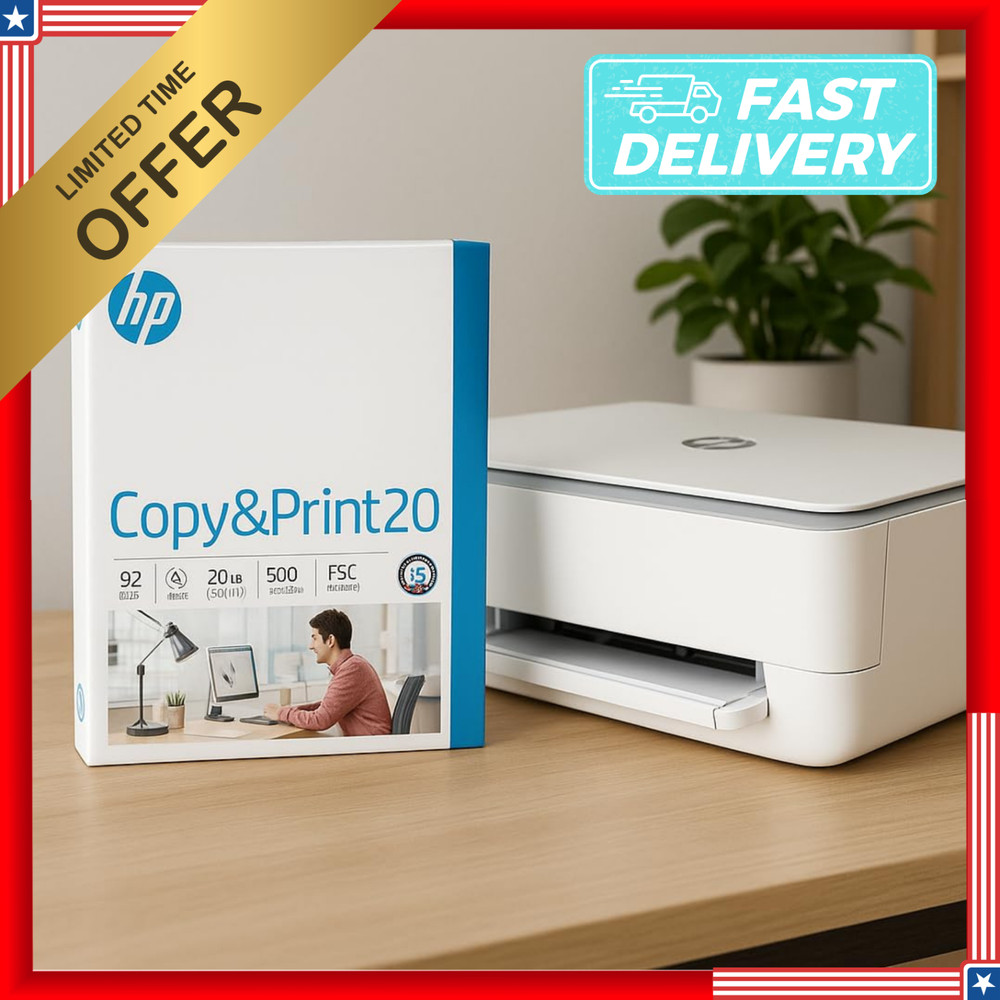 500 Sheets HP Printer Paper 8.5×11 | 20lb Copy Print Paper 92 Bright