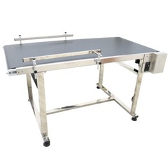Electric PVC Belt Conveyor 59×31.5” Double Guardrails Speed 5-18m/min 110V New