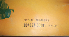KOMATSU GD705A-3 MOTOR GRADER OPERATION & MAINTENANCE MANUAL BOOK S/N 30001-UP