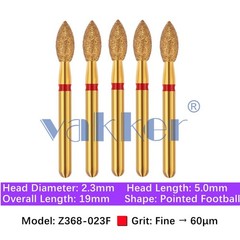 5/pk Dental Zirconia FG Diamond Burs & Holder Pointed Football Polishing Burs