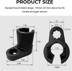 Offset Oxygen Sensor Socket, 3/8-Inch Drive 7/8-Inch 22 mm O2 Color: 1/2, 1pcs