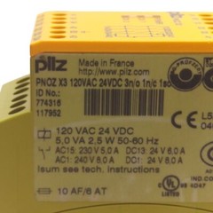 Pilz PNOZ X3 774316 E-STOP Relay Safety Gate Monitor 120VAC/24VDC 3NO-1NC-1SO