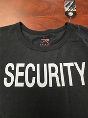 .= Rothco Men’s Security T-Shirt 2XL Black 2-Sided Cotton Poly Short Sleeve NEW
