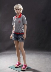 Realistic Female Junior Kids Fleshtone Full Body Fiberglass Mannequin with Base