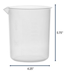 Plastic Beaker, 1000ml – Polypropylene – Raised Graduations – Eisco Labs