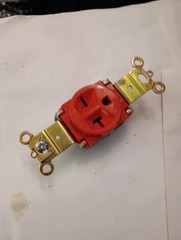 PASS & SEYMOUR 5871-RED 20 AMP 250V HEAVY DUTY SINGLE RECEPTACLE NOS