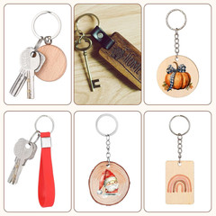 122 Pcs Laser Engraving Keychain Blanks in Wood, Metal, Acrylic, and More
