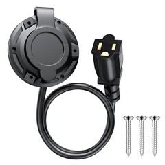 15A 125V AC Port Plug 14AWG Heavy-Duty RV Shore Inlet Power Socket 16-IN