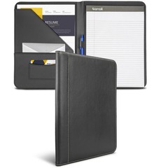Contrast Stitch Faux-Leather Padfolio, Business Portfolio for Men and Women, …