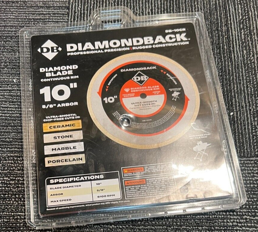 DIAMONDBACK DB-10CR Wet Cut Diamond Blade Concrete Continuous Rim 10-inch