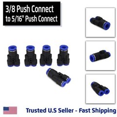 5 Pack, Reduced Y Union Push Connect 3/8″ Tube to 5/16 Tube