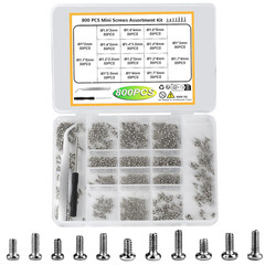 Mini Micro Small Phillips Pan Head Machine Screws Assortment Kit Nickel 800 Pcs