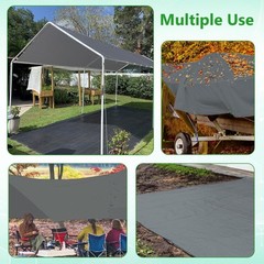 10×20 Ft Carport Replacement Canopy Cover Garage Tent Shelter Tarp Grey w/44