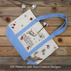 TOPDesign 1-Pack Canvas Tote Bag with an External Large, Light Blue/Natural
