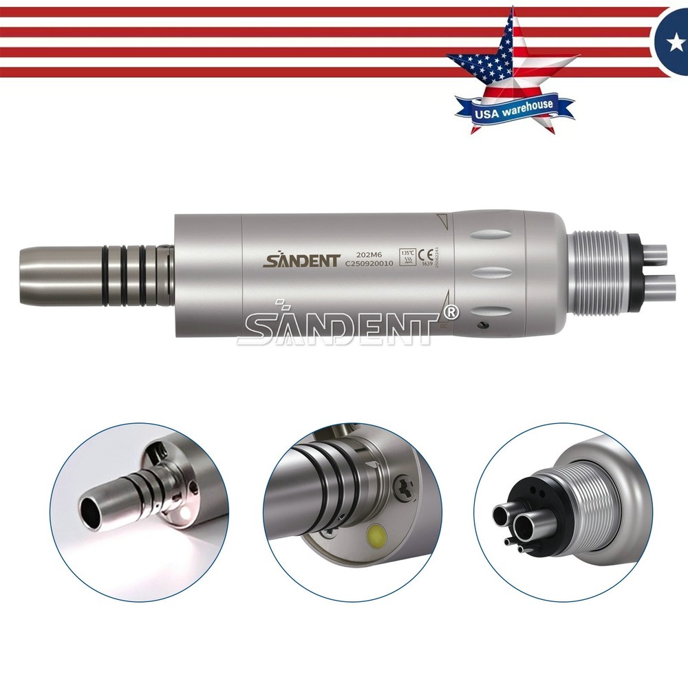 Dental 1:1 LED Low Speed Air Motor Handpiece Internal E-type 4 Holes SANDENT ds