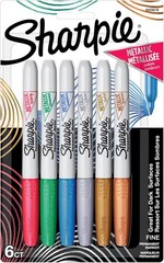 Sharpie Metallic Permanent Markers, Fine Tip, Assorted Colors, 6 Count – Arts