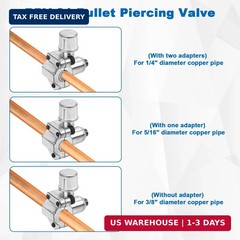 4pcs BPV-31 Piercing Valve & 4 Hex Key & 8 Adapter, Refrigerator Line Tap Valve