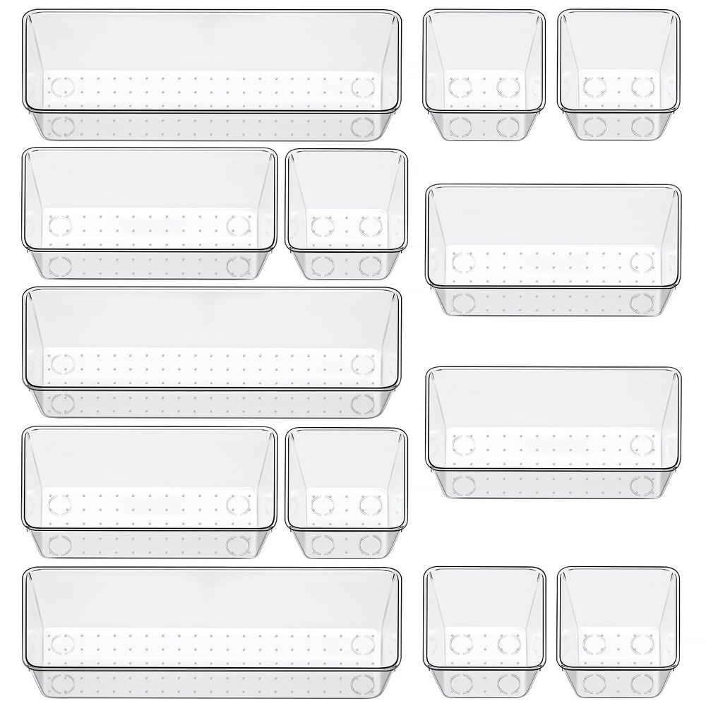 12 Piece Clear Drawer Organizer Set, 3 Sizes Bathroom Vanity Organizer Trays …