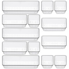 12 Piece Clear Drawer Organizer Set, 3 Sizes Bathroom Vanity Organizer Trays …