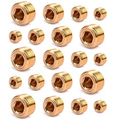 20PCS 1/4″ 1/8″ 3/8″ 1/2″ NPT Male Pipe Plug Brass Internal Kit-20pcs, Yellow
