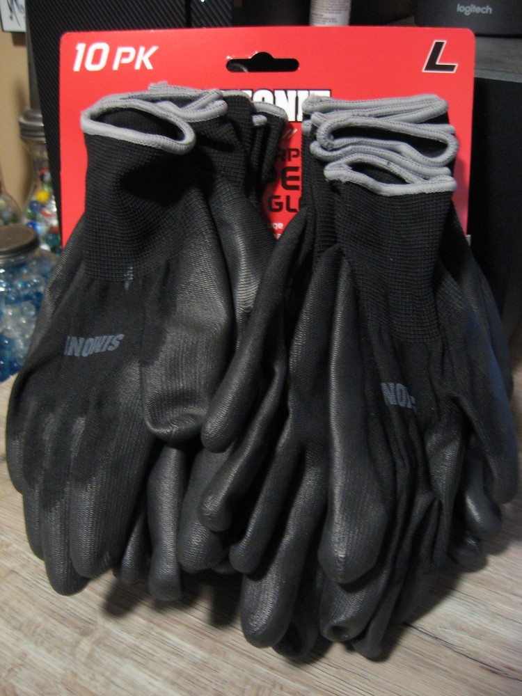 10 Pair Simoniz Multi-Purpose Dipped Work Gloves – Full Finger Black – Size L