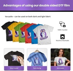 DTF Transfer Film – A4 8.5”x11”50 Sheets Matte Double Sided DTF Film PET Tra…