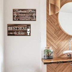 Jetec 2 Pieces Funny Bathroom Pictures Wall Sign Decor as picture shows