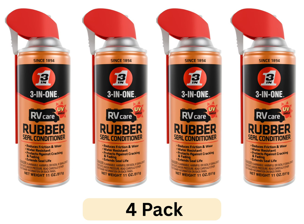 3-IN-ONE RV Care Rubber Seal Conditioner,11 oz. Material for Rubber Seals 4 Pack