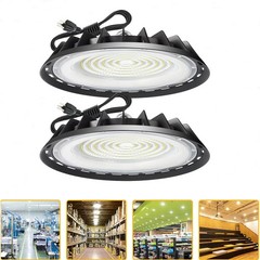 2 Pack 300W UFO Led High Bay Light Commercial Industrial Factory Light 90-277V