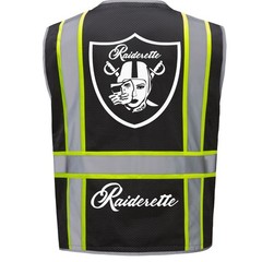 🏈🦺LAS VEGAS RAIDERS REFLECTIVE SAFETY HI-VIS VEST RAIDERETTE LOGO SIZE M-5XL