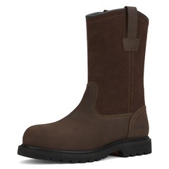 HISEA Mens Wellington Work Boots Steel/Soft Toe Waterproof Leather Western Boots