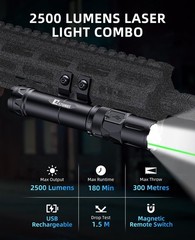 EZshoot 2500 Lumens Rifle Laser Light Combo Compatible with M-Rail, Black