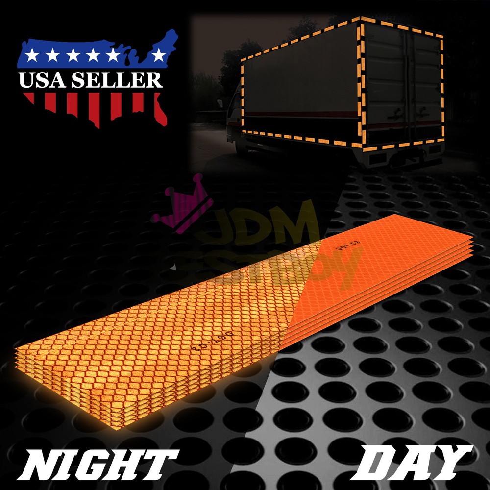 Orange DOT-C2 Conspicuity Reflective Tape Strip 1 Foot Safety Warning Trailer RV