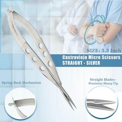 Castroviejo Straight Scissors Sharp/Sharp 5.5″ Micro Surgery Instruments