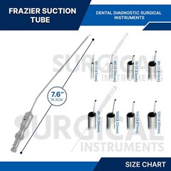 8 Pcs Frazier Suction Tubes Set Diagnostic ENT Surgical Instruments German Grade