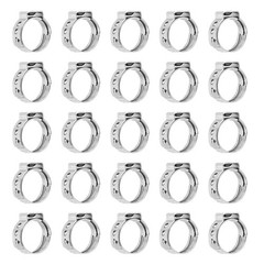 25Pcs 13.9-15.8mm Single Ear Hose Clamps 304 Stainless Steel Stepless Silver,